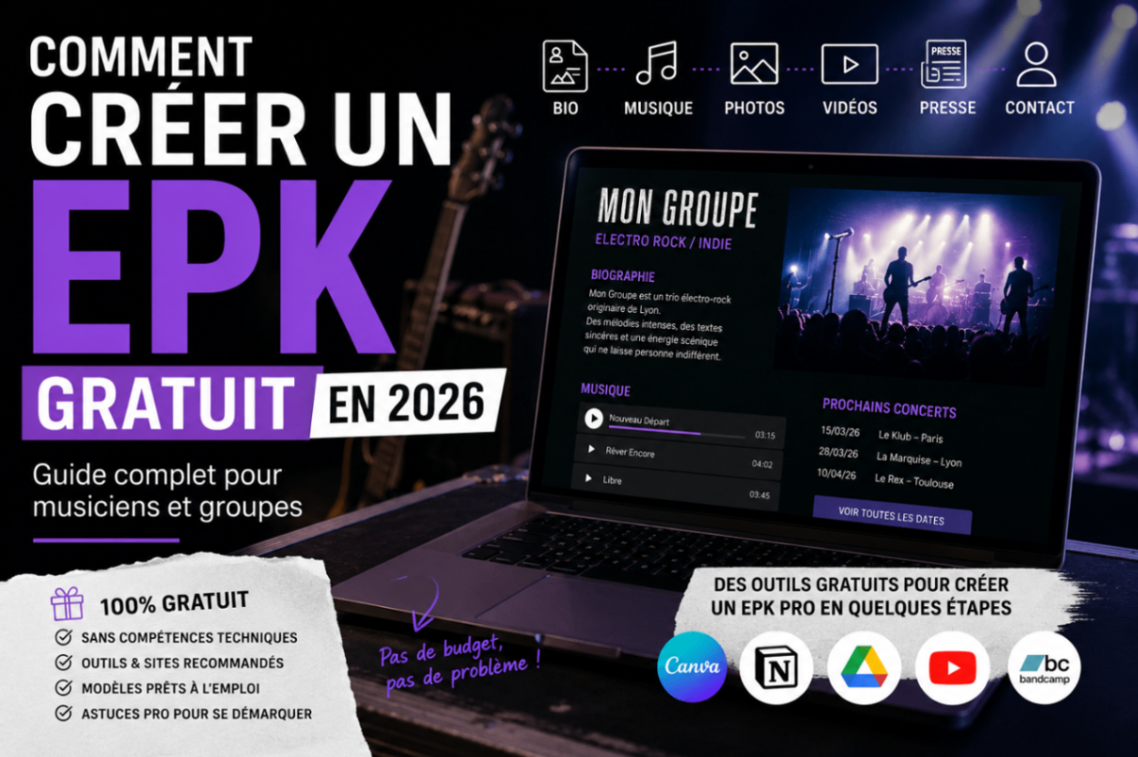 Comment créer un EPK gratuit en 2026 — Guide complet pour musiciens et groupes